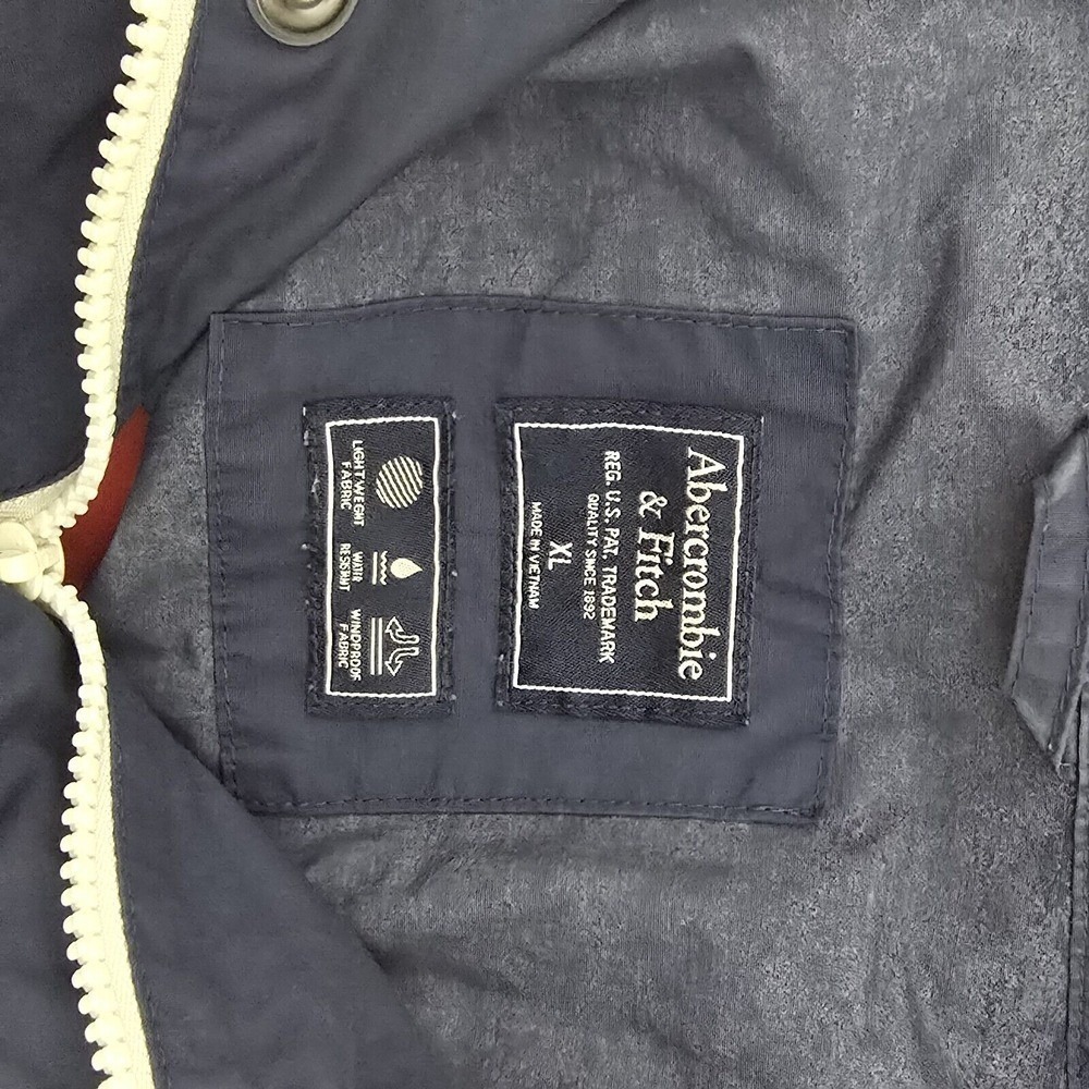 Abercrombie & Fitch Windbreaker Pullover Men's XL‎ Red Blue 90s Logo Colorblock - Picture 7 of 7